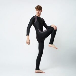 Men Swimwear Full Body Black Grey