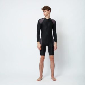 Men Swimwear 3/4 Black Grey 01